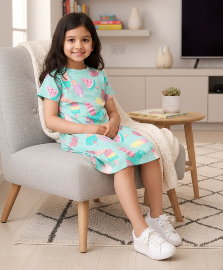 Icecream Aqua Casual Dress - Aqua