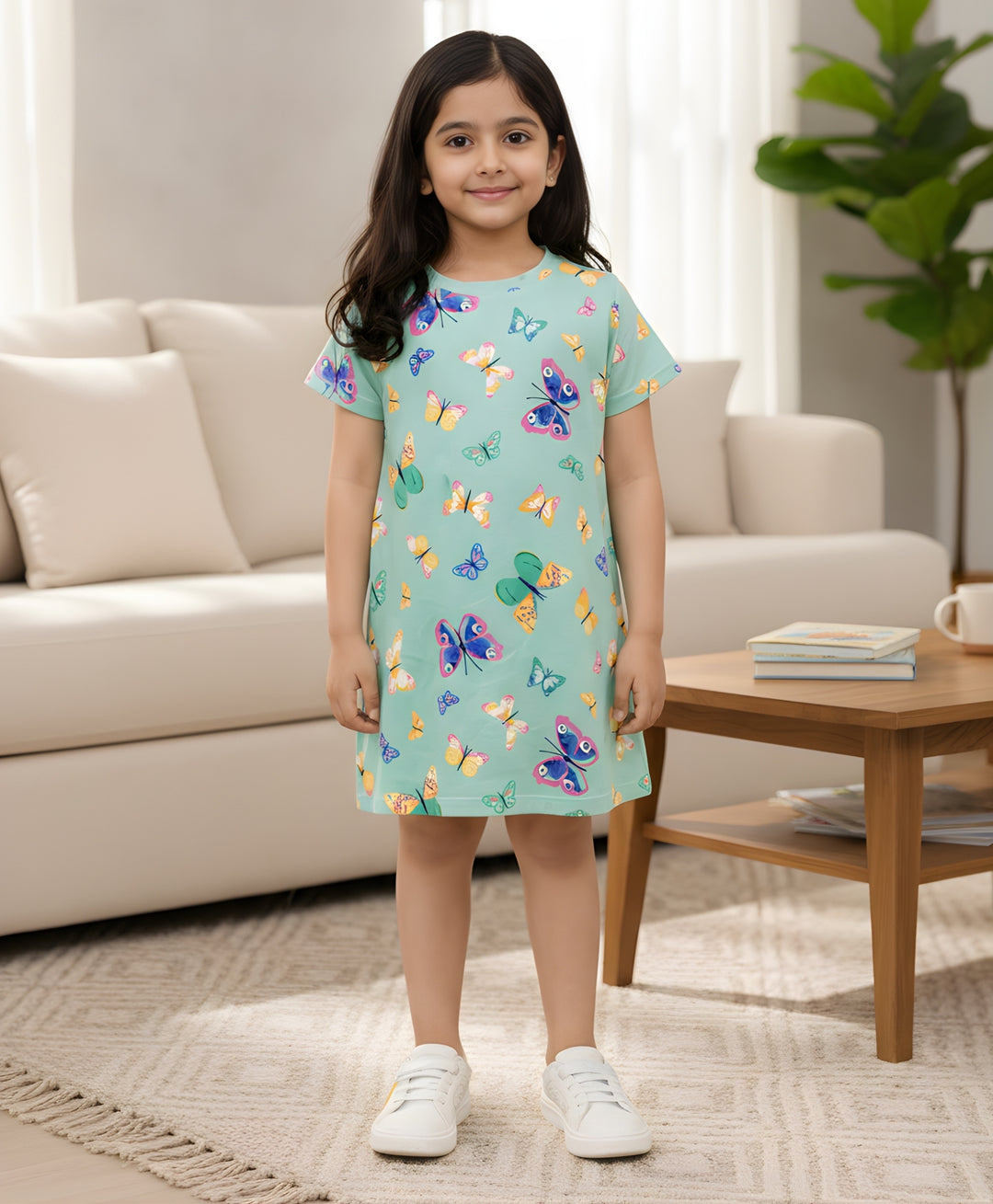 Butterfly Green Casual Dress - Green
