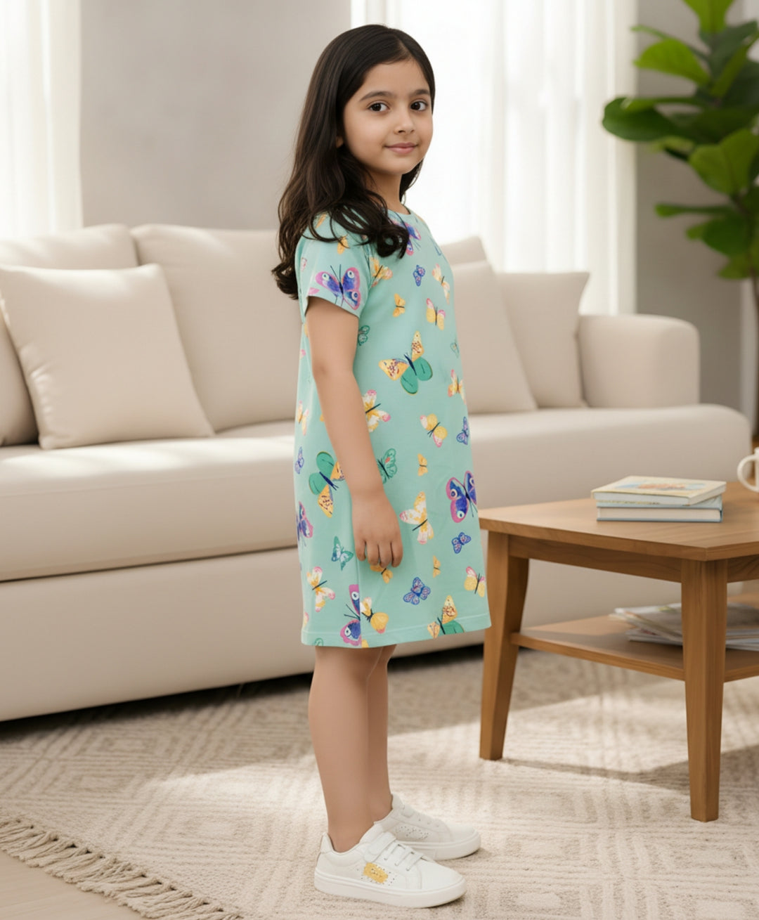 Butterfly Green Casual Dress - Green