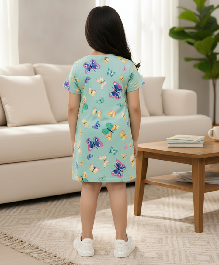 Butterfly Green Casual Dress - Green