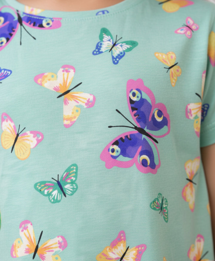 Butterfly Green Casual Dress - Green