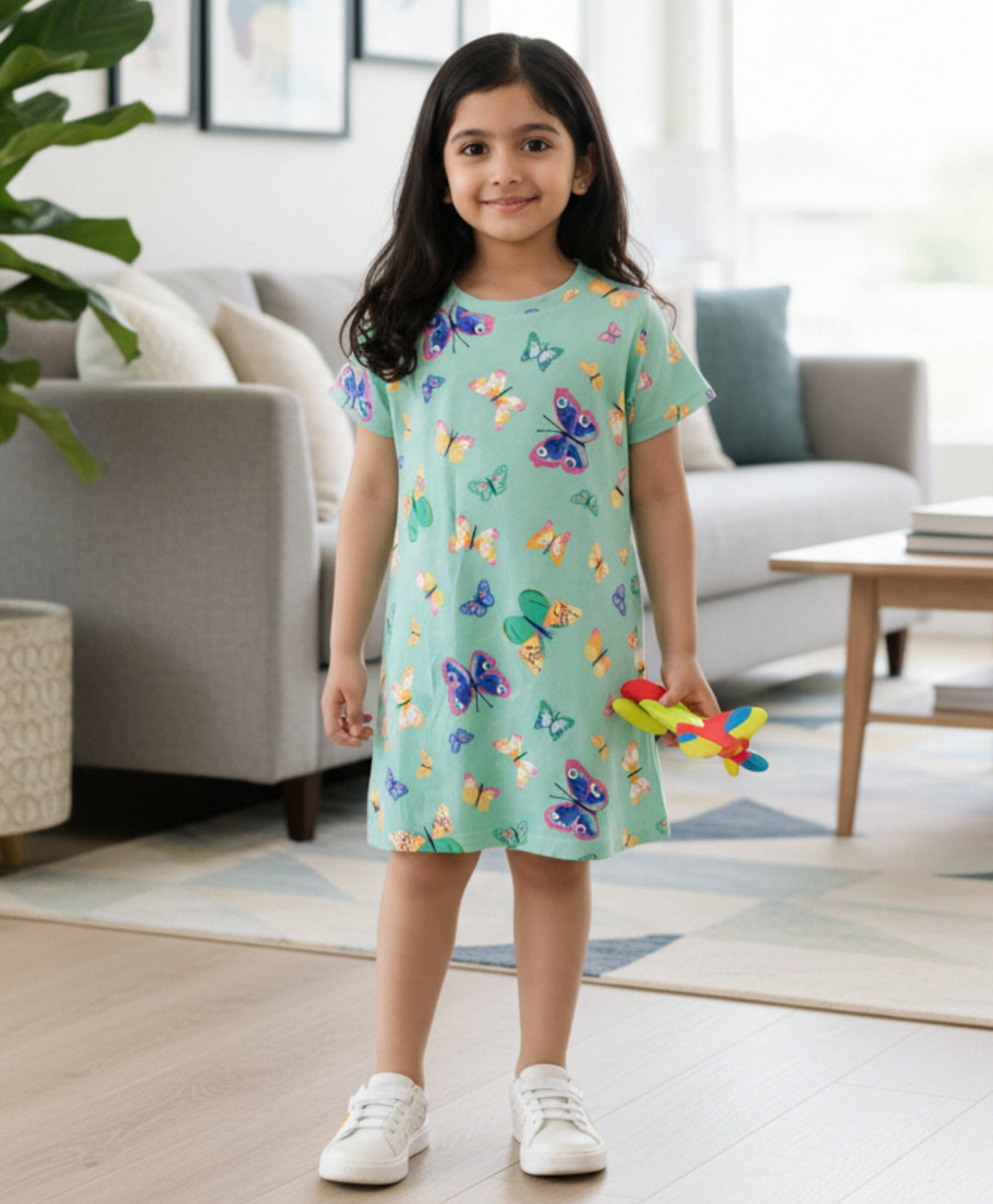Butterfly Green Casual Dress - Green