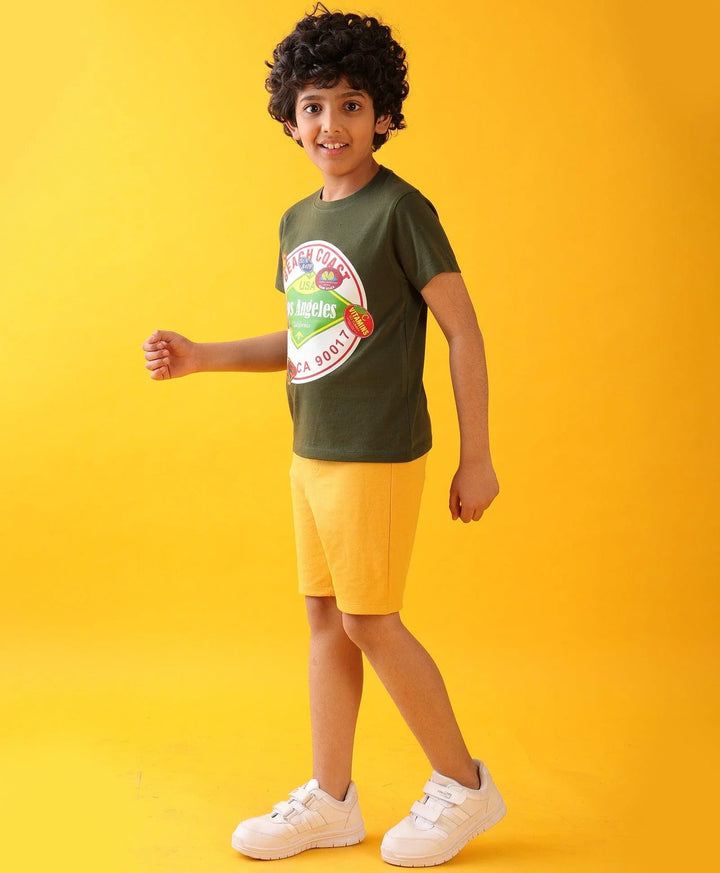 BEACH COAST MUSTARD SHORTS SET - OLIVE/MUSTARD - Anthrilo 
