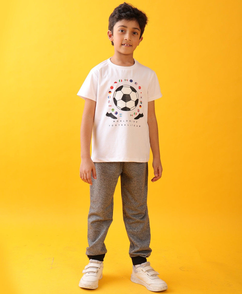 FOOTBALL BLACK MELANGE JOGGER SET - WHITE/BLACK MEL - Anthrilo 