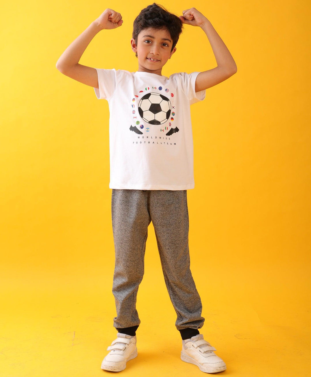FOOTBALL BLACK MELANGE JOGGER SET - WHITE/BLACK MEL - Anthrilo 