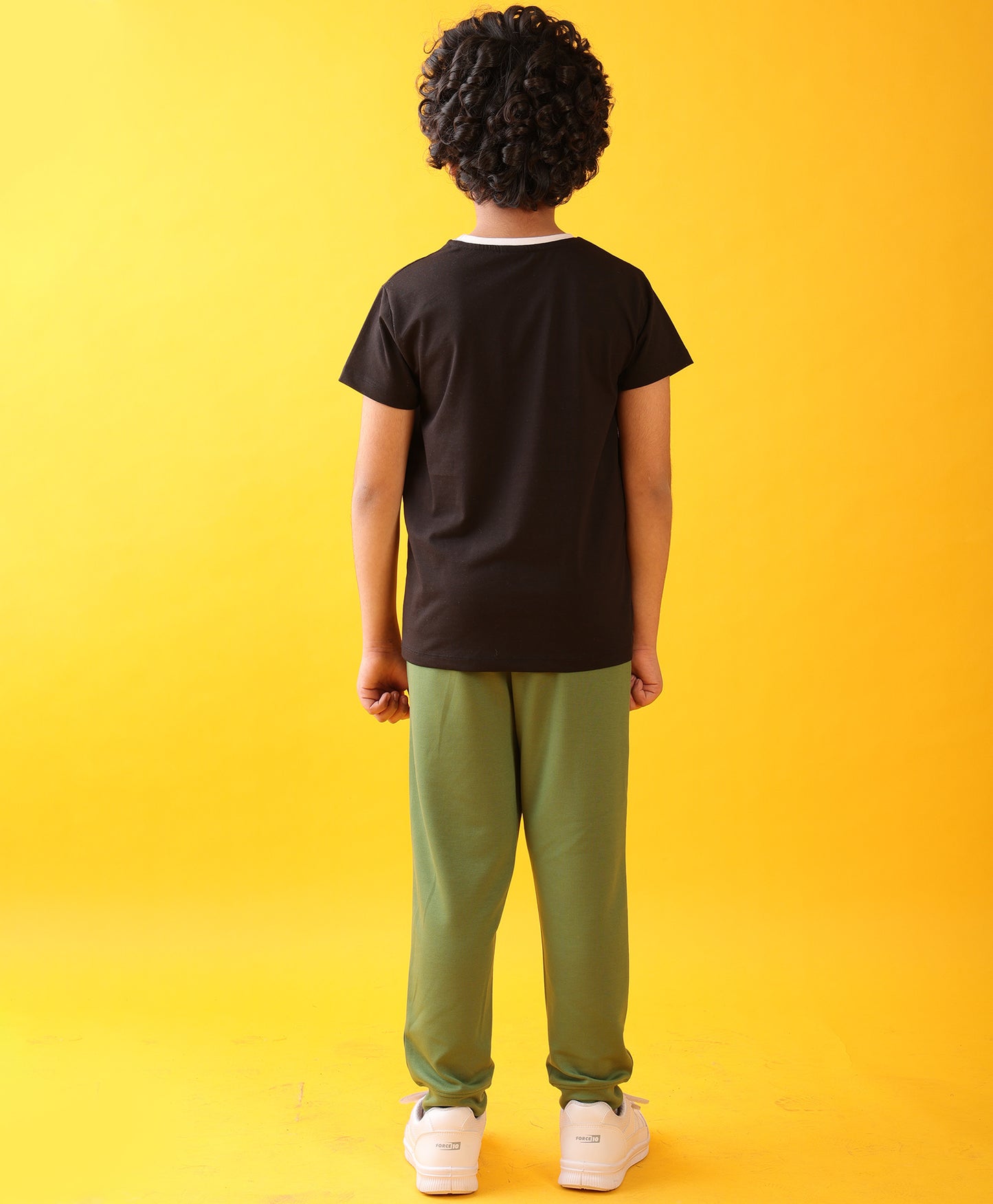 BLACK ENGLAND STRIPED OLIVE BOYS SUMMER JOGGER SET - BLACK/OLIVE
