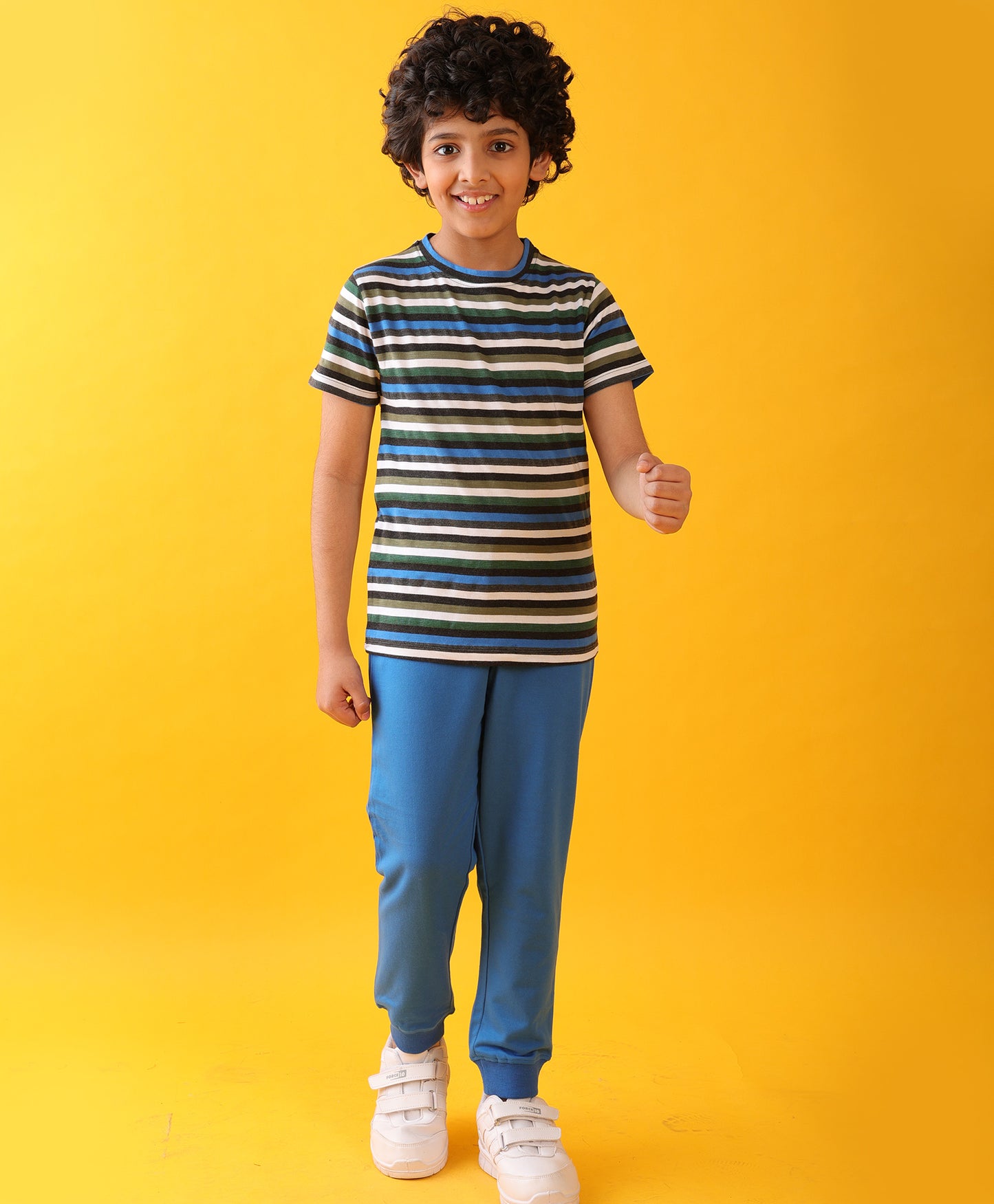BLUE GREEN WHITE STRIPED ROYAL SUMMER JOGGER SET - MULTI/ROYAL