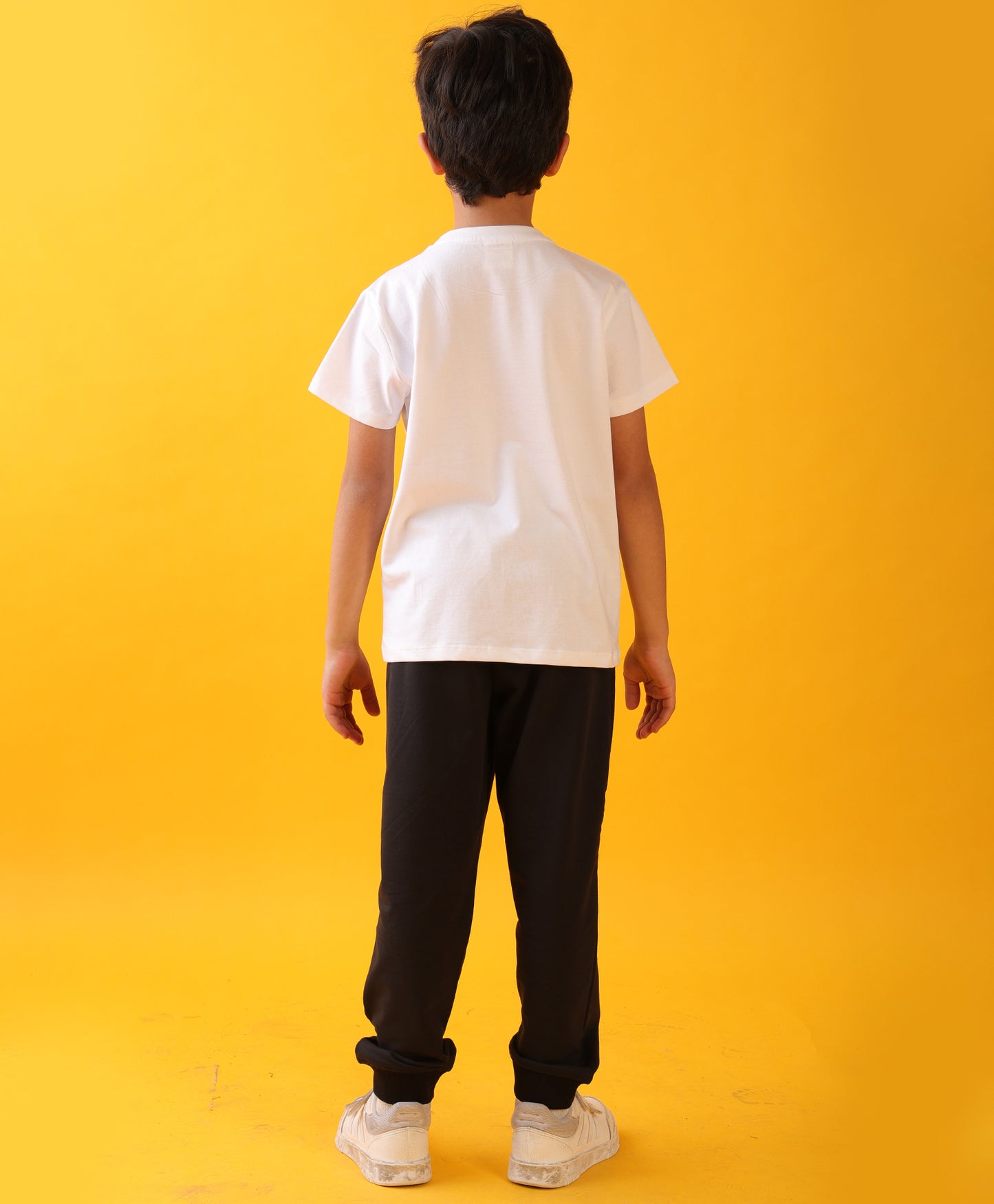 FOOTBALL SUMMER BLACK BOYS JOGGER SET - WHITE/BLACK