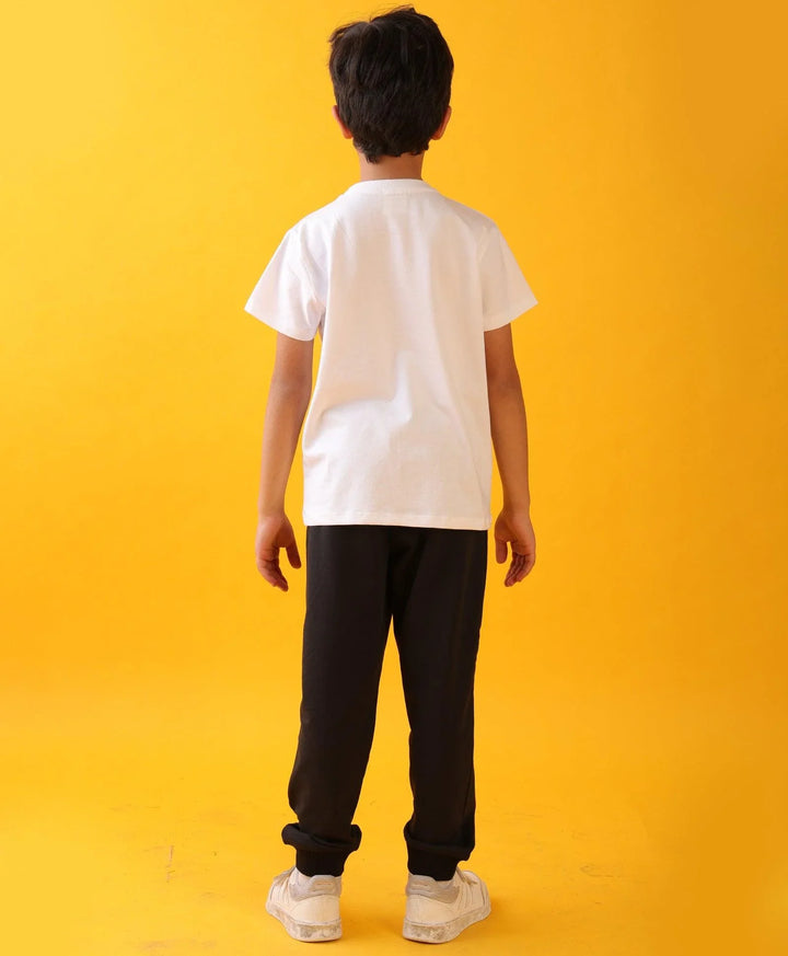 FOOTBALL SUMMER BLACK BOYS JOGGER SET - WHITE/BLACK - Anthrilo 