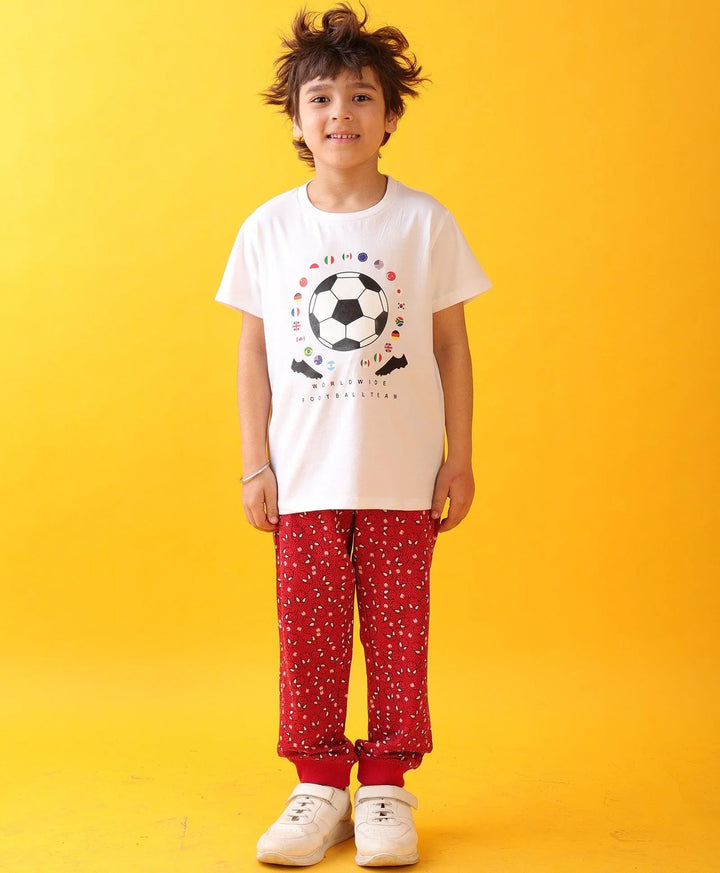 FOOTBALL SPIDER RED BOYS JOGGER SET - WHITE/RED - Anthrilo 