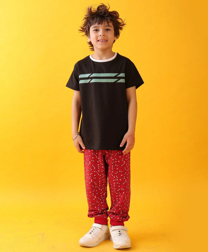ENGLAND STRIPES SPIDER RED BOYS JOGGER SET - BLACK/RED - Anthrilo 