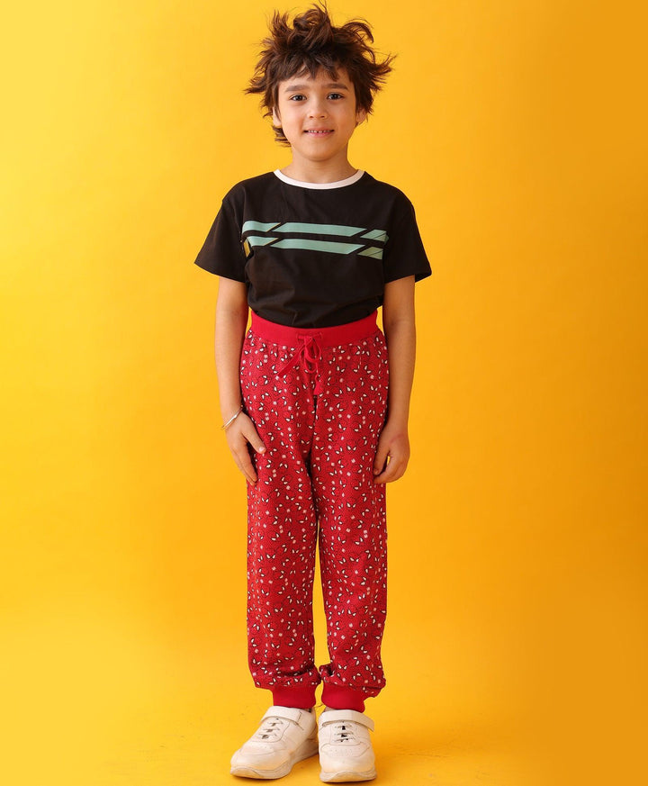 ENGLAND STRIPES SPIDER RED BOYS JOGGER SET - BLACK/RED - Anthrilo 