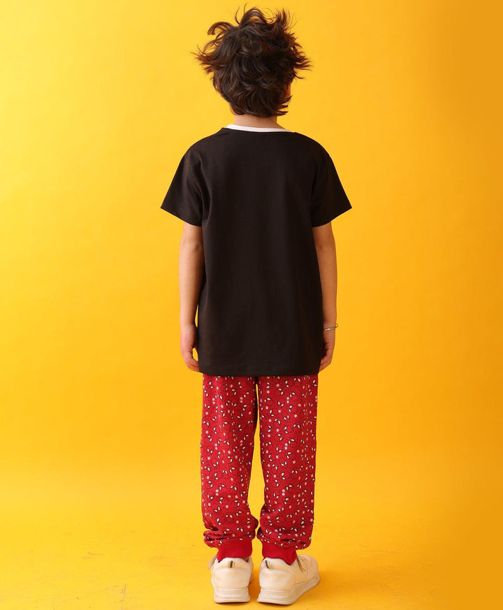 ENGLAND STRIPES SPIDER RED BOYS JOGGER SET - BLACK/RED - Anthrilo 