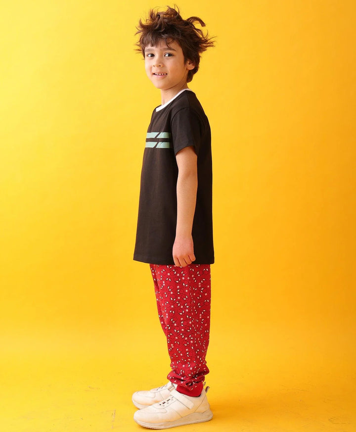 ENGLAND STRIPES SPIDER RED BOYS JOGGER SET - BLACK/RED - Anthrilo 