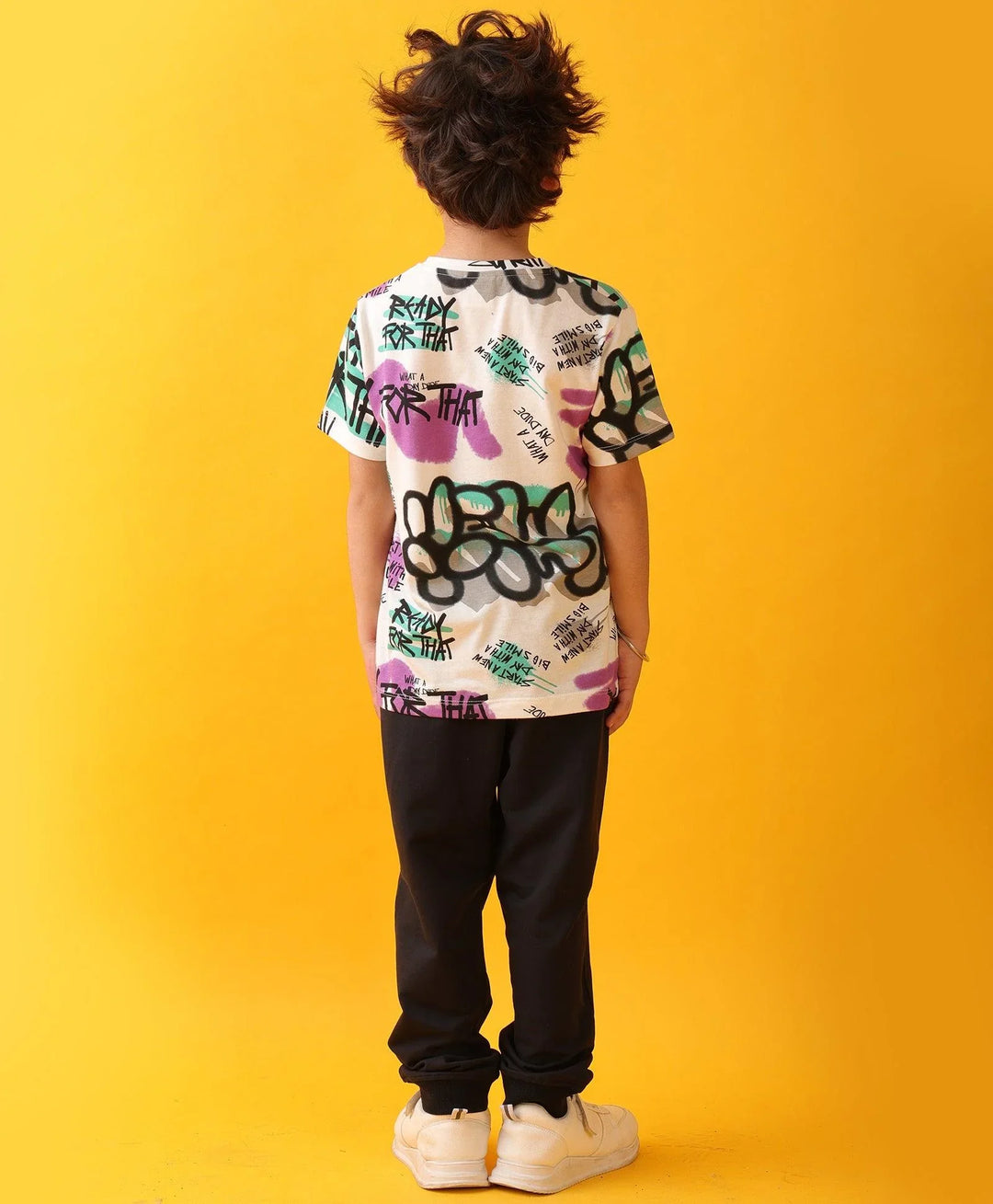 READY FOR THAT FUN SUMMER BLACK BOYS JOGGER SET - WHITE/BLACK - Anthrilo 