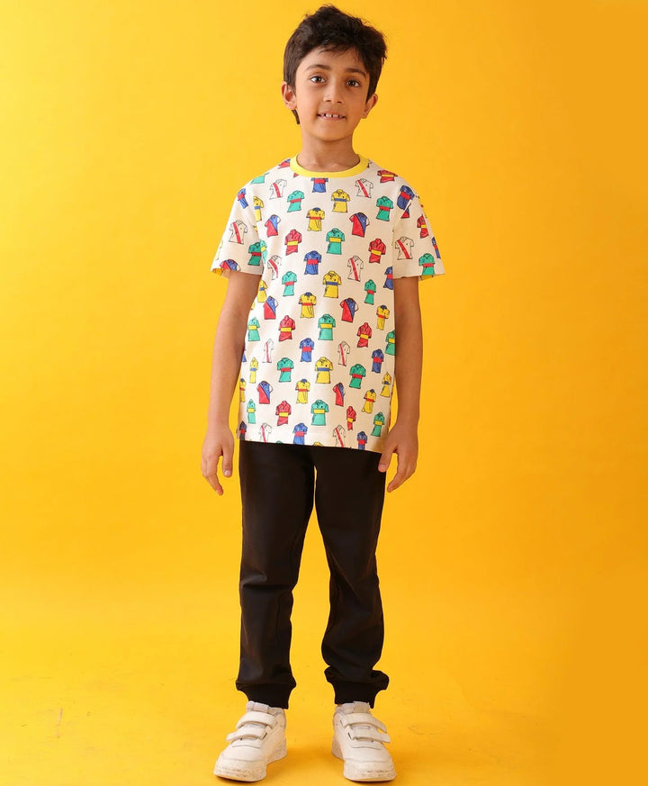 POLO PRINT BLACK BOYS SUMMER JOGGER SET - WHITE/BLACK - Anthrilo 