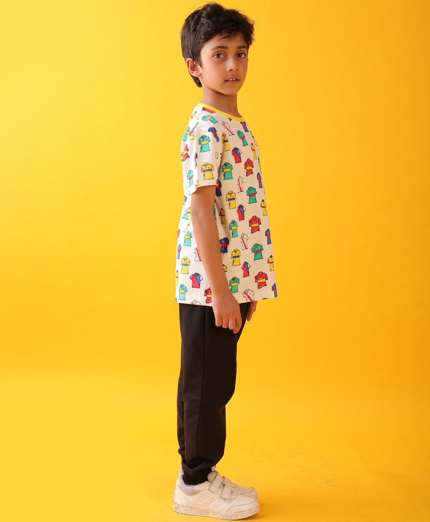 POLO PRINT BLACK BOYS SUMMER JOGGER SET - WHITE/BLACK