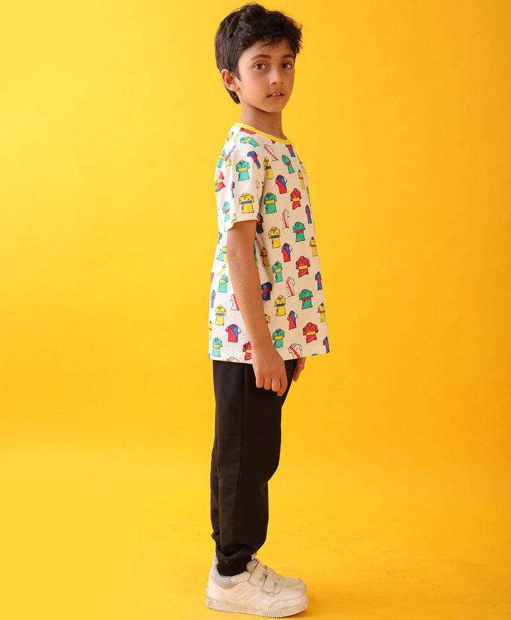 POLO PRINT BLACK BOYS SUMMER JOGGER SET - WHITE/BLACK - Anthrilo 