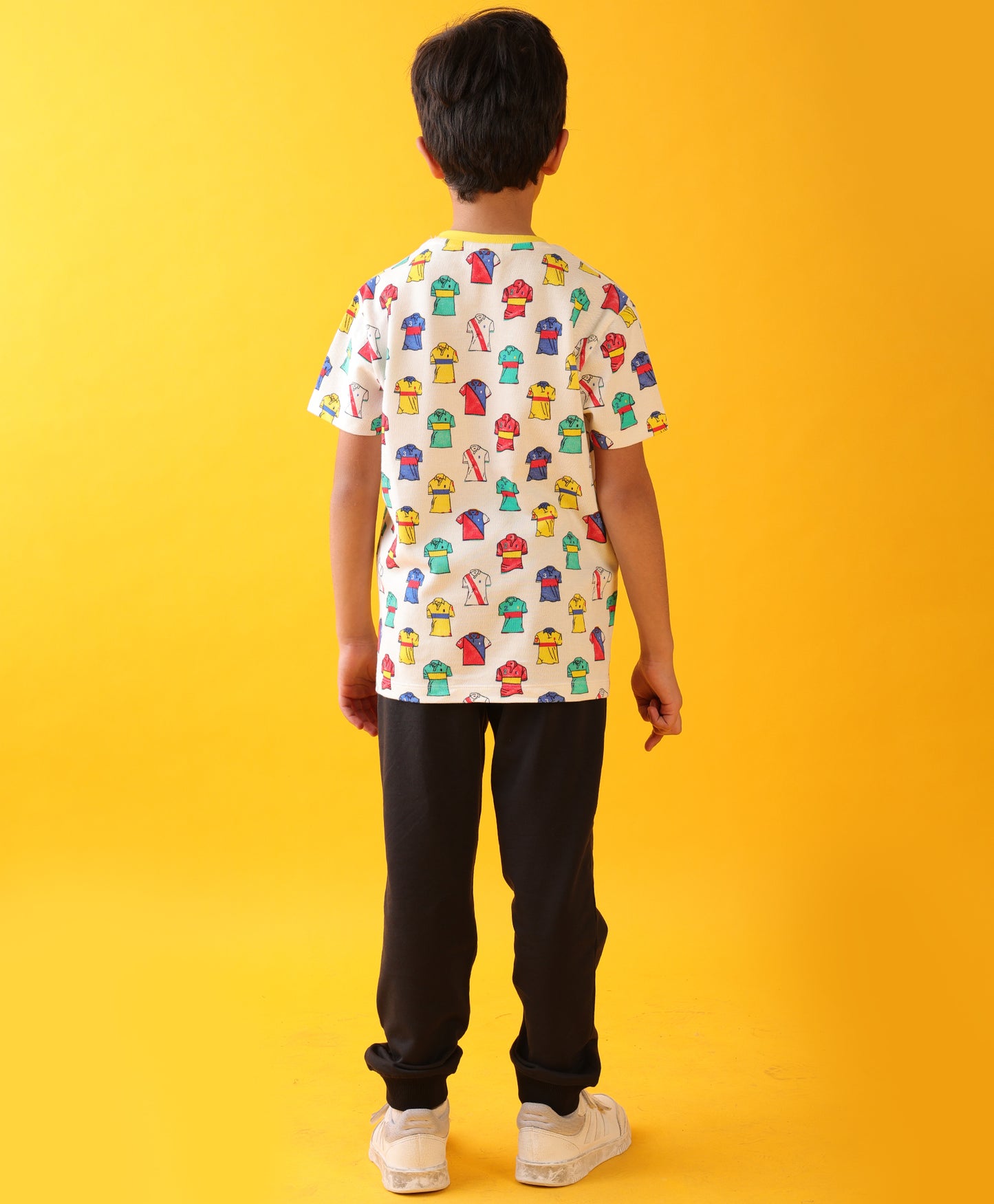 POLO PRINT BLACK BOYS SUMMER JOGGER SET - WHITE/BLACK