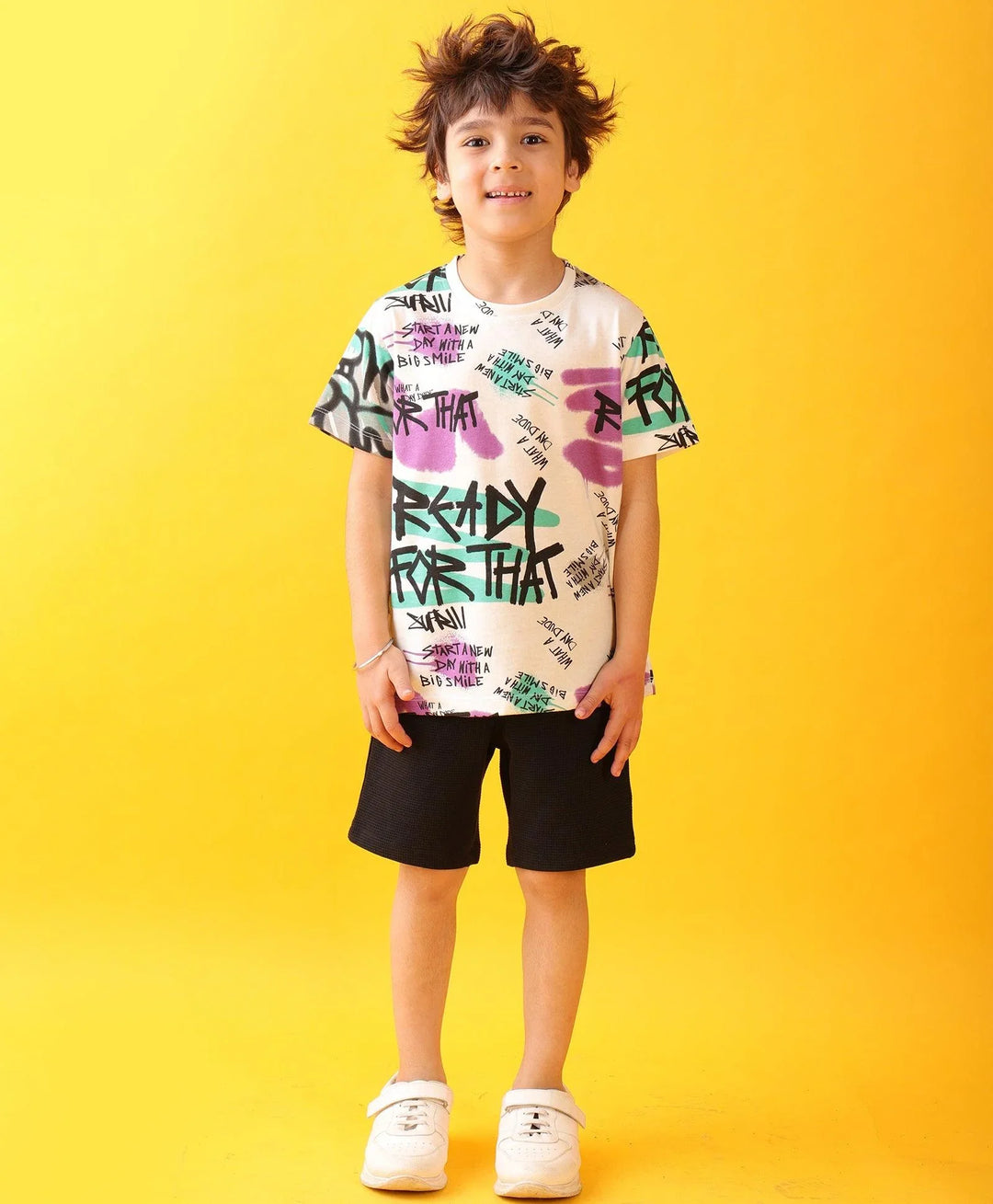 READY FOR THAT BLACK BOYS SHORTS SET - WHITE/BLACK - Anthrilo 