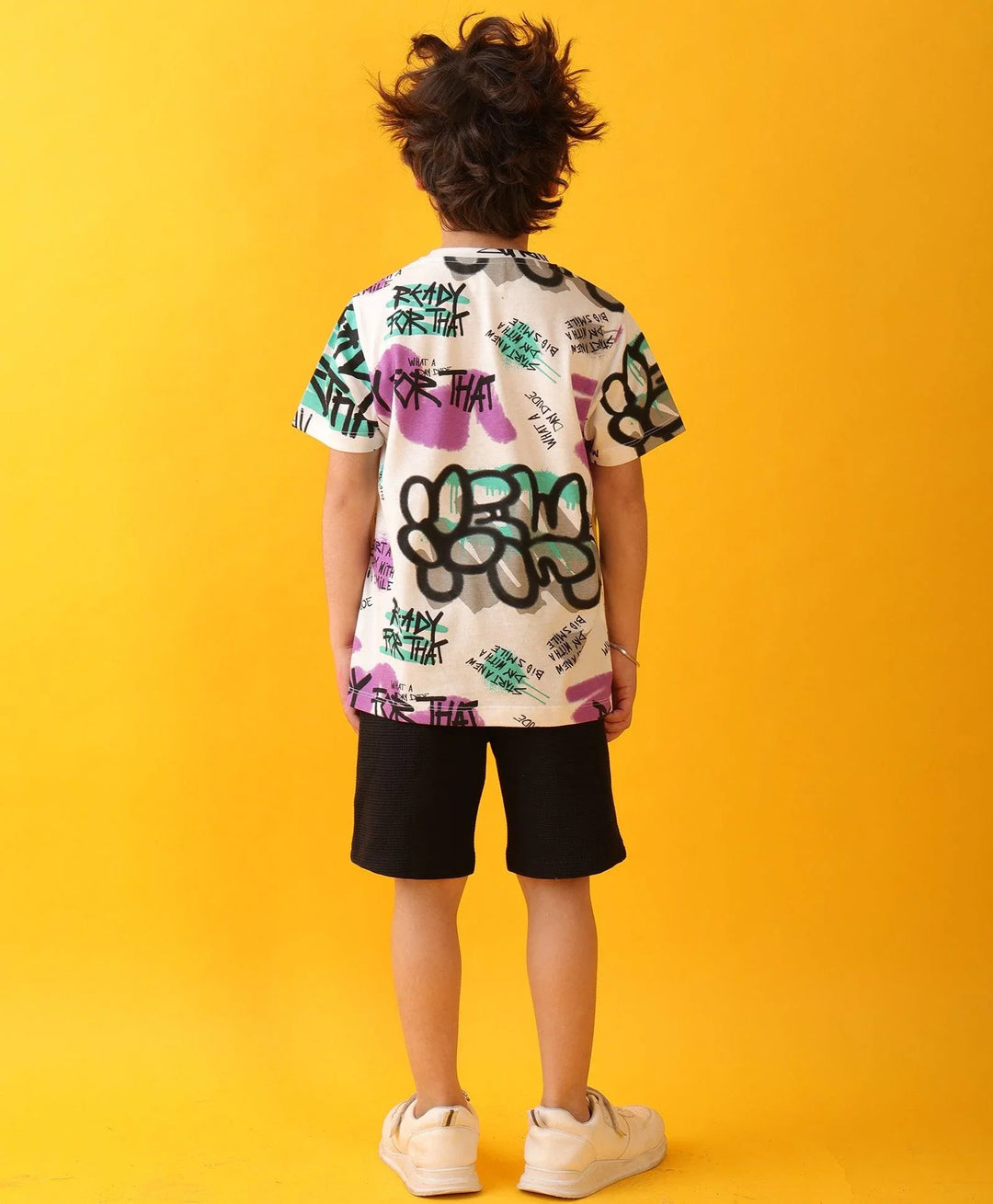 READY FOR THAT BLACK BOYS SHORTS SET - WHITE/BLACK - Anthrilo 