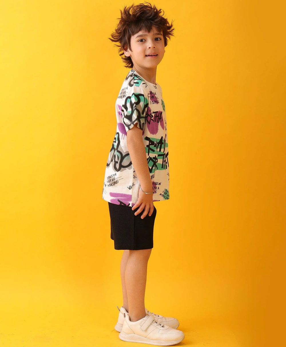 READY FOR THAT BLACK BOYS SHORTS SET - WHITE/BLACK - Anthrilo 