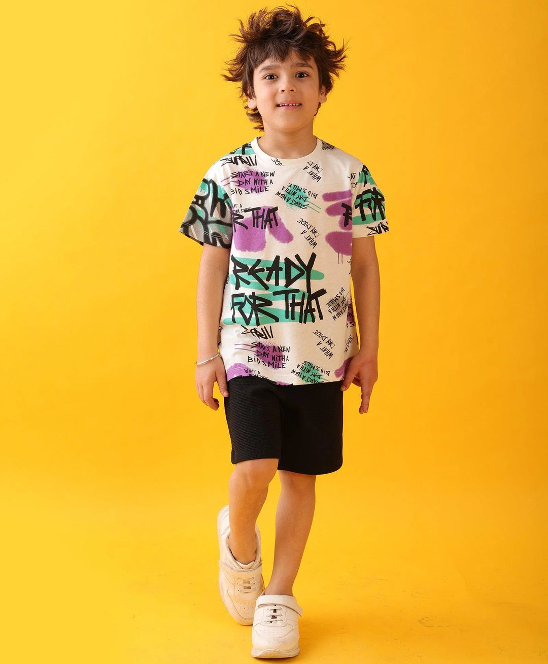 READY FOR THAT BLACK BOYS SHORTS SET - WHITE/BLACK - Anthrilo 