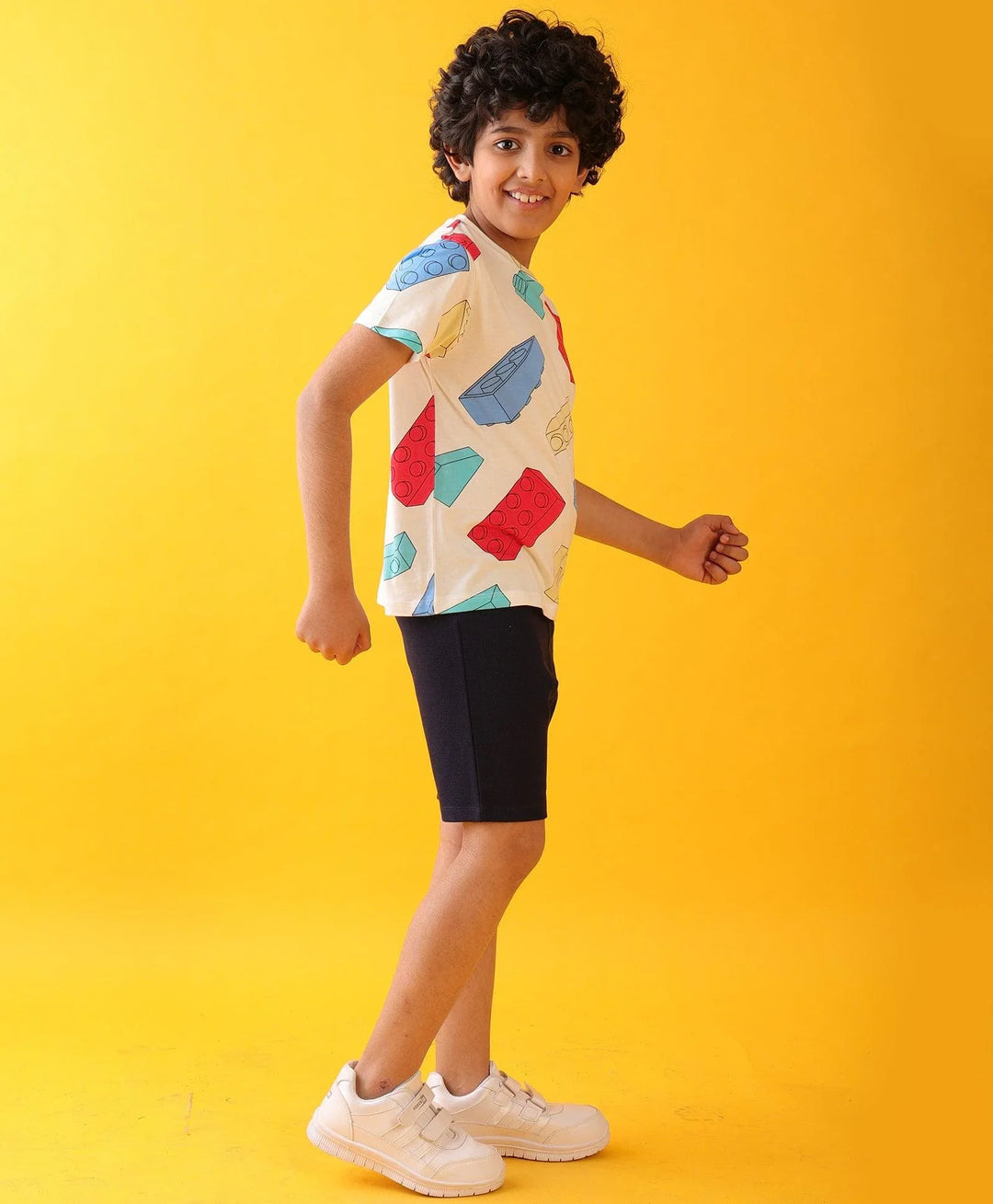 BLOCK BUILDER DENIM BOYS SHORTS SET - WHITE/DENIM - Anthrilo 