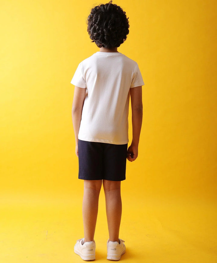 FOOTBALL DENIM BOYS SHORTS SET - WHITE/DENIM - Anthrilo 