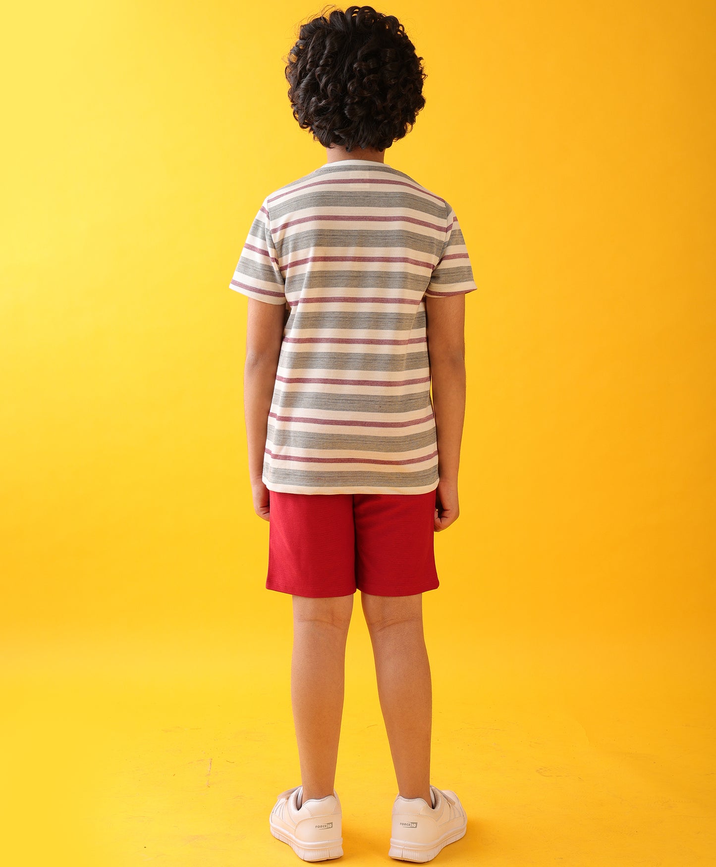 WHITE RED STRIPED MEHROON SUMMER SHORTS - MULTI/RED