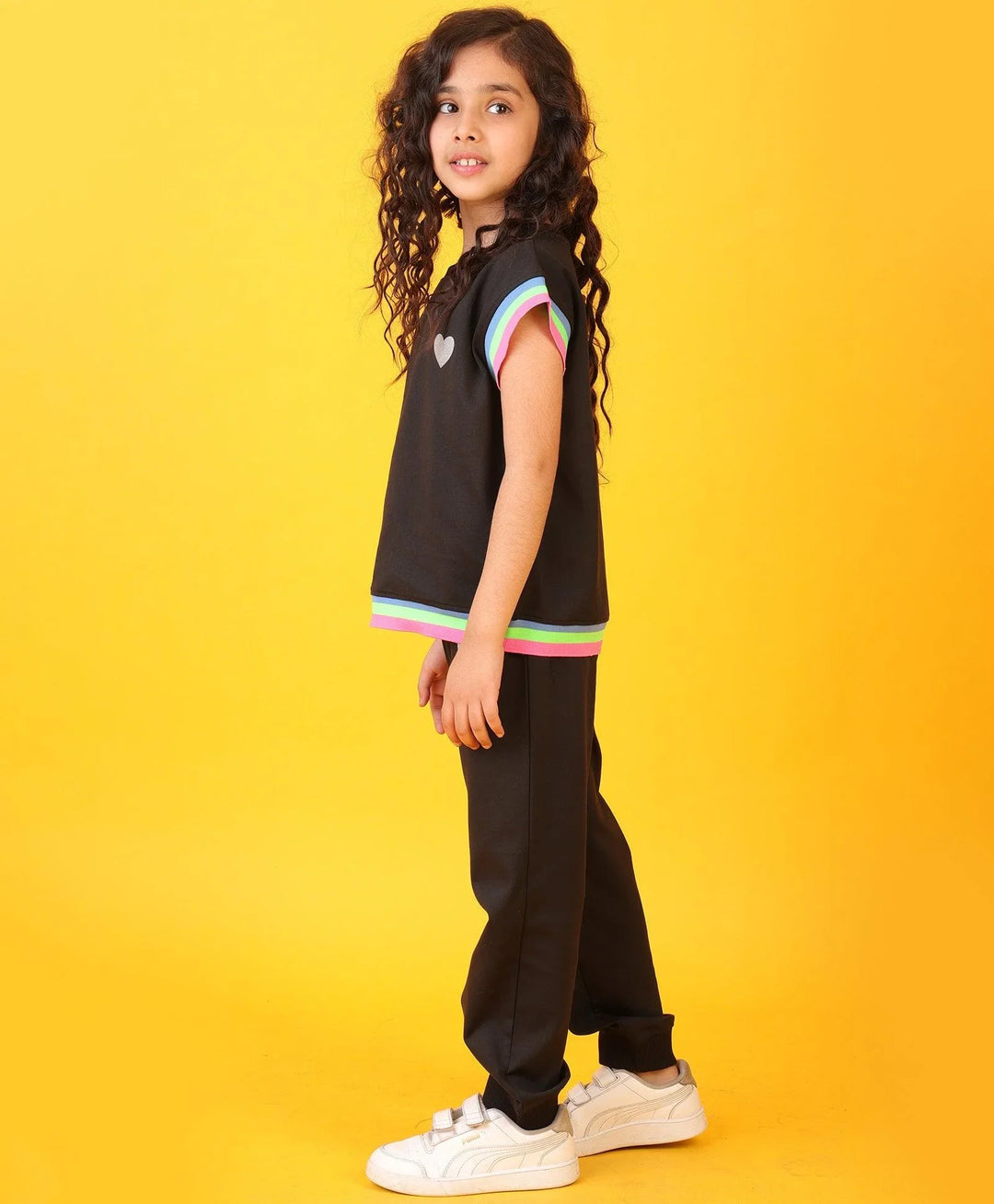 BLACK INTERLOCK RIB GIRLS JOGGER SET - BLACK - Anthrilo 