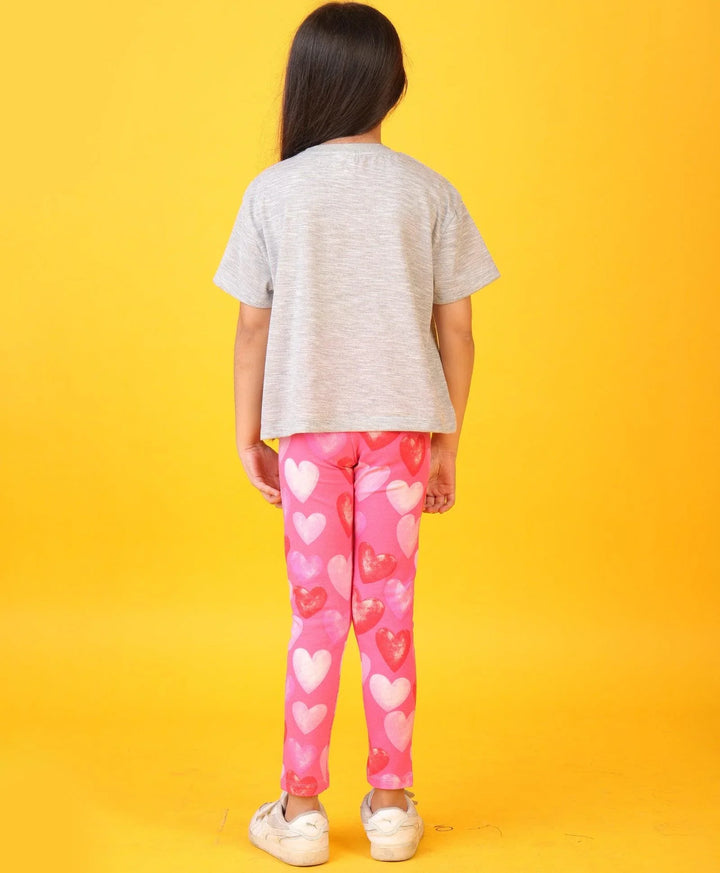 GREY TEXTURED PINK HEART LEGGINGS SET - GREY/PINK - Anthrilo 