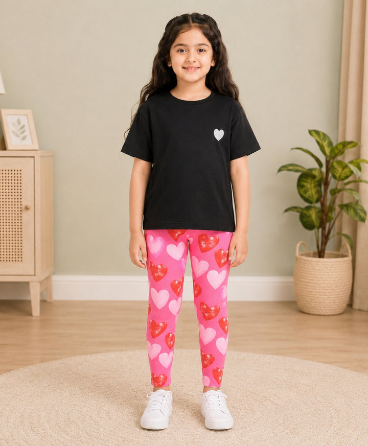 BLACK HEART PINK HEART LEGGING SET - BLACK/PINK - Anthrilo 