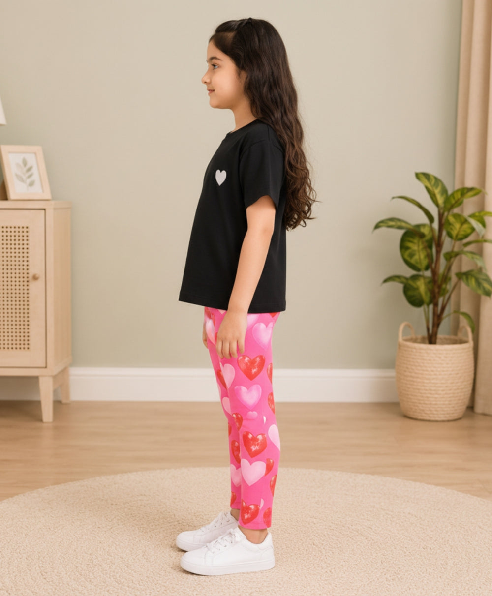 BLACK HEART PINK HEART LEGGING SET - BLACK/PINK - Anthrilo 