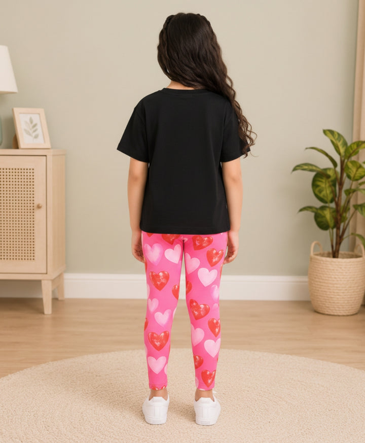 BLACK HEART PINK HEART LEGGING SET - BLACK/PINK - Anthrilo 
