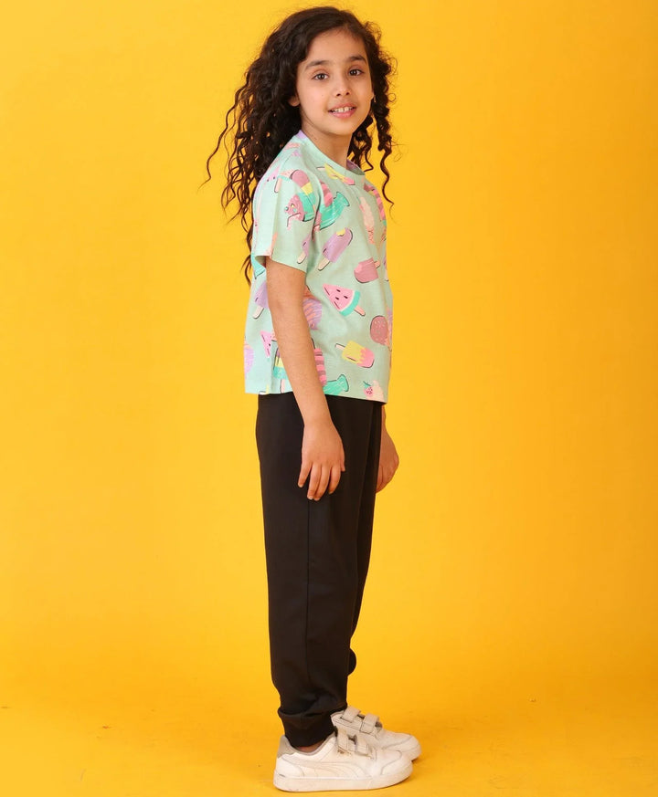 ICECREAM BLACK HEART SUMMER JOGGER SET - AQUA/BLACK - Anthrilo 