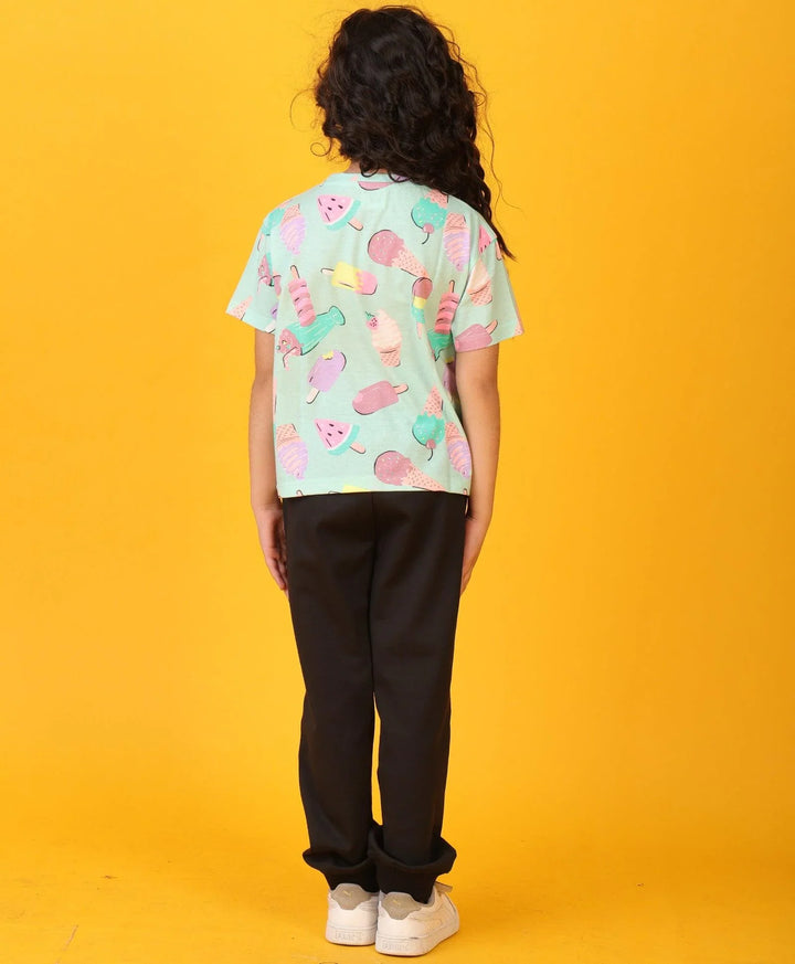 ICECREAM BLACK HEART SUMMER JOGGER SET - AQUA/BLACK - Anthrilo 
