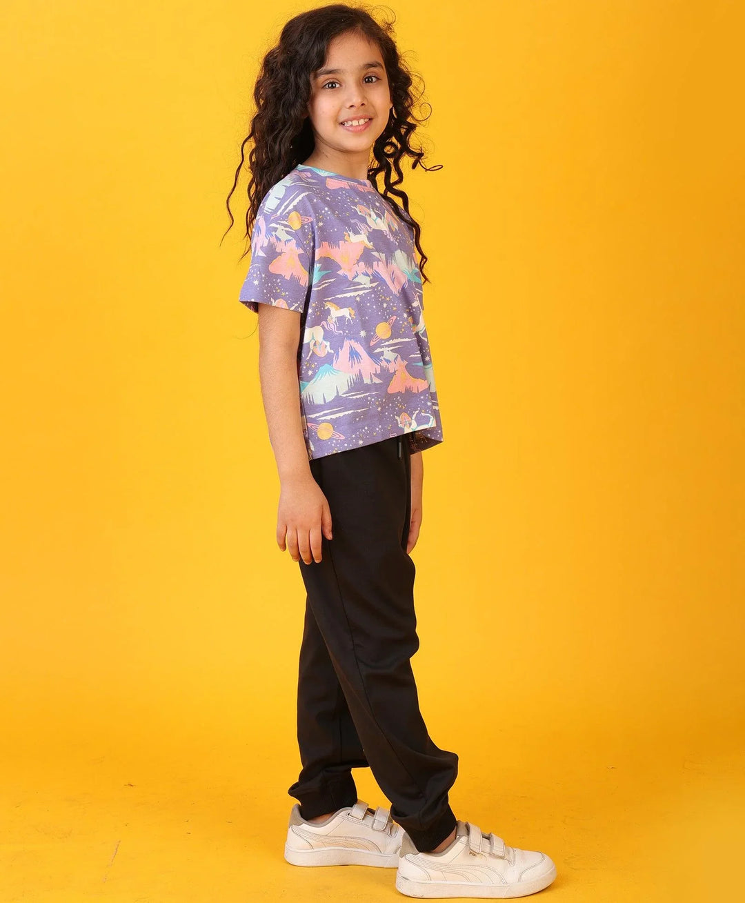 UNICORN PLANET BLACK HEART SUMMER JOGGER SET - PURPLE/BLACK - Anthrilo 