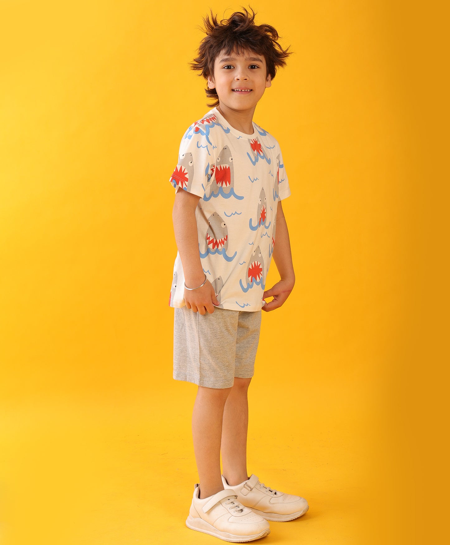 SHARK ECRU SHORTS SUMMER SET - OFF WHITE