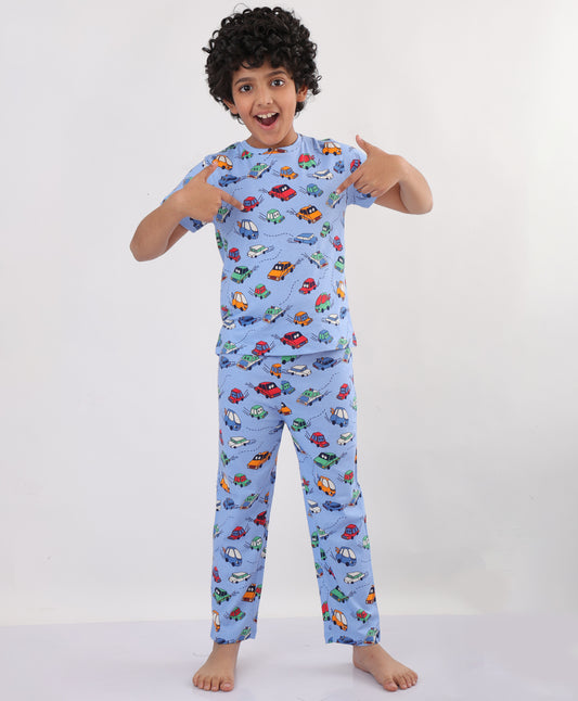 SUMMER CARS SKY BOYS SHORT SLEEVES PYJAMA SET SET - SKY