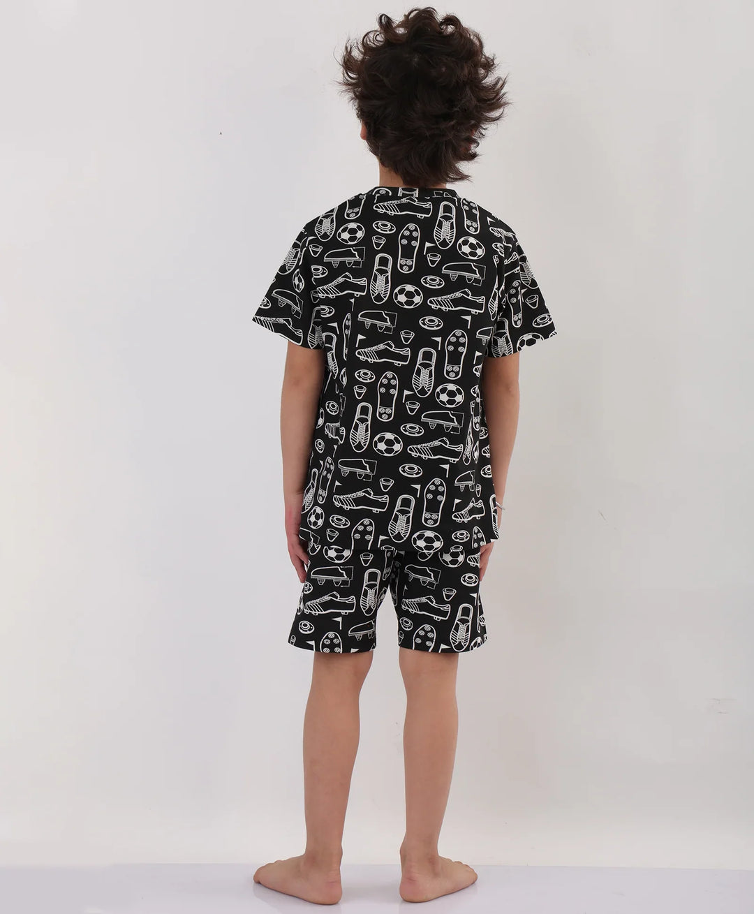 FOOTBALL SHOES SLEEPWEAR SHORTS SET - BLACK - Anthrilo 