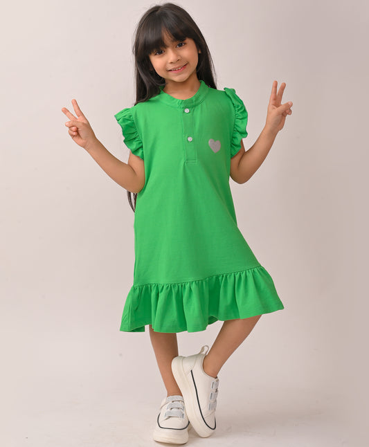 SUMMER GREEN SILVER HEART DRESS - GREEN