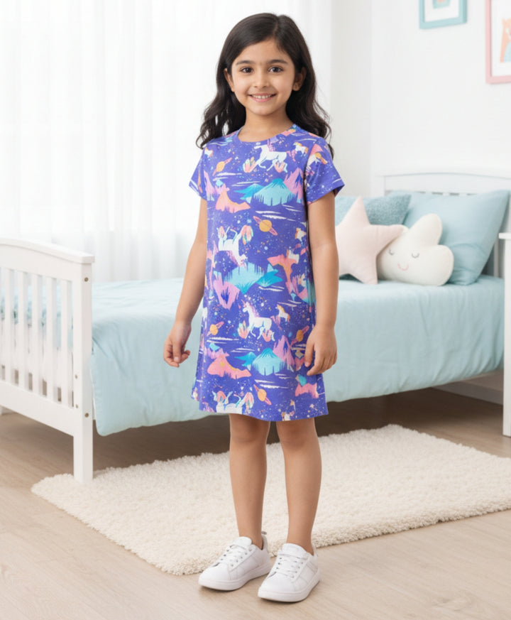 Unicorn Planet Casual Dress - Purple