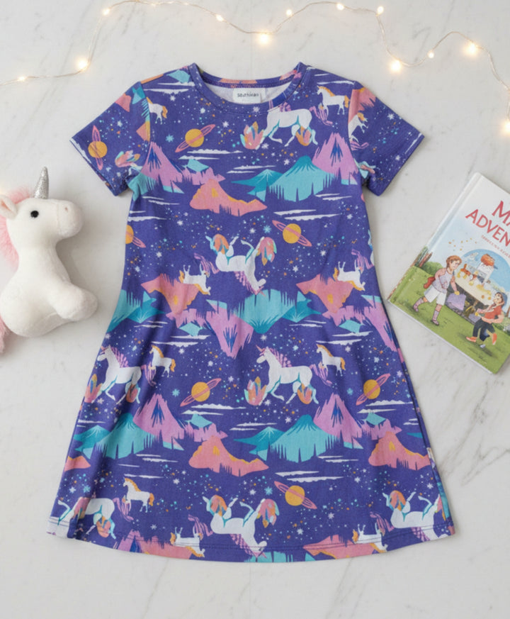 Unicorn Planet Casual Dress - Purple