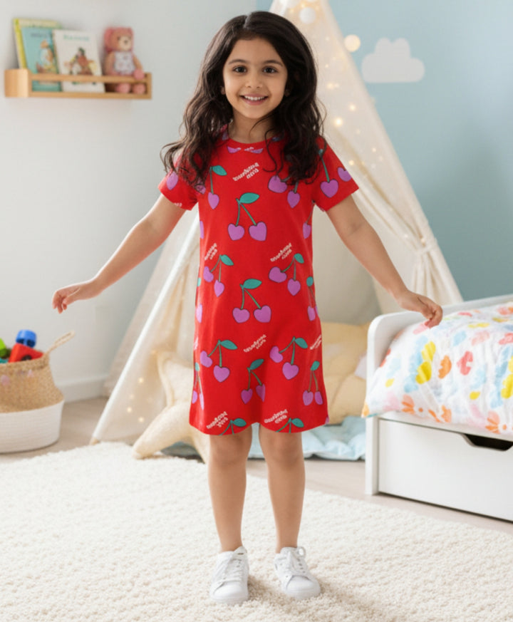 Cherry Red Casual Dress - Red