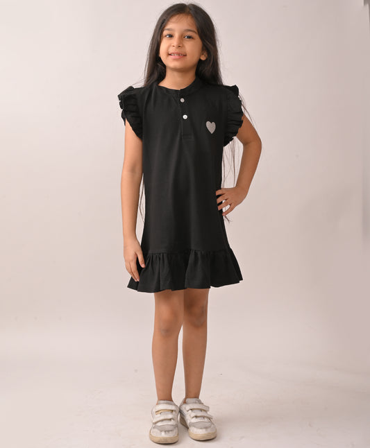 SUMMER BLACK SILVER HEART DRESS - BLACK