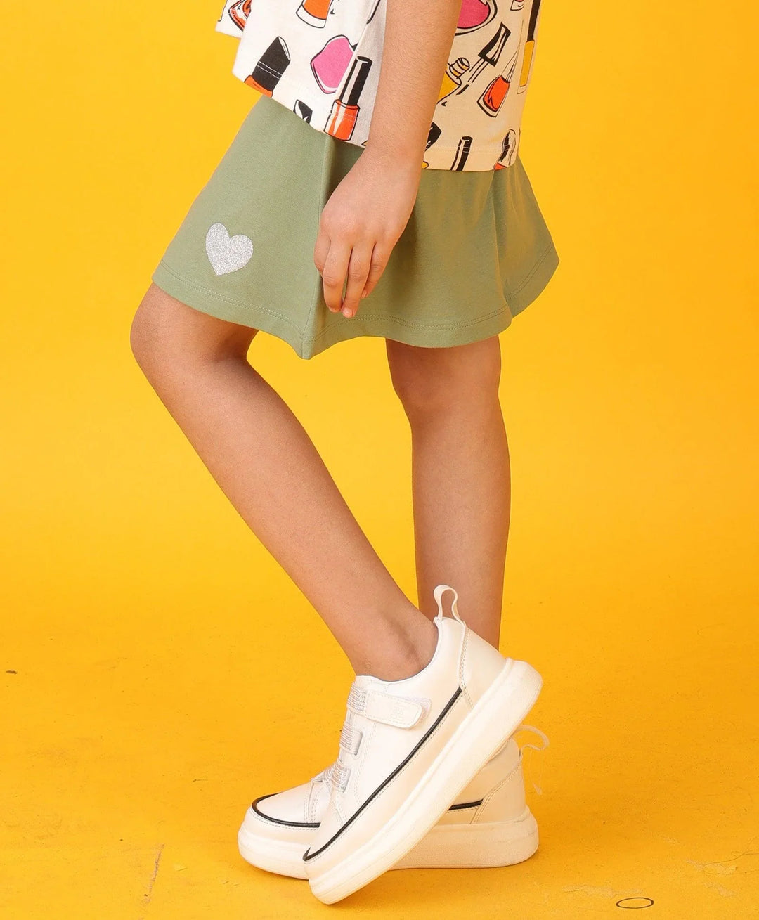 OLIVE SILVER HEART GIRLS SKIRT - OLIVE - Anthrilo 