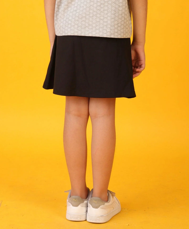 BLACK SILVER HEART GIRLS SKIRT - BLACK - Anthrilo 