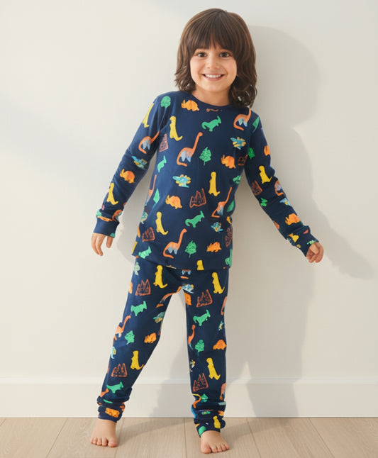 DINOSAUR FUN NAVY PYJAMA SET (LONG SLEEVES)