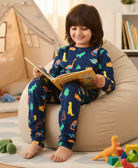 DINOSAUR FUN NAVY PYJAMA SET (LONG SLEEVES)